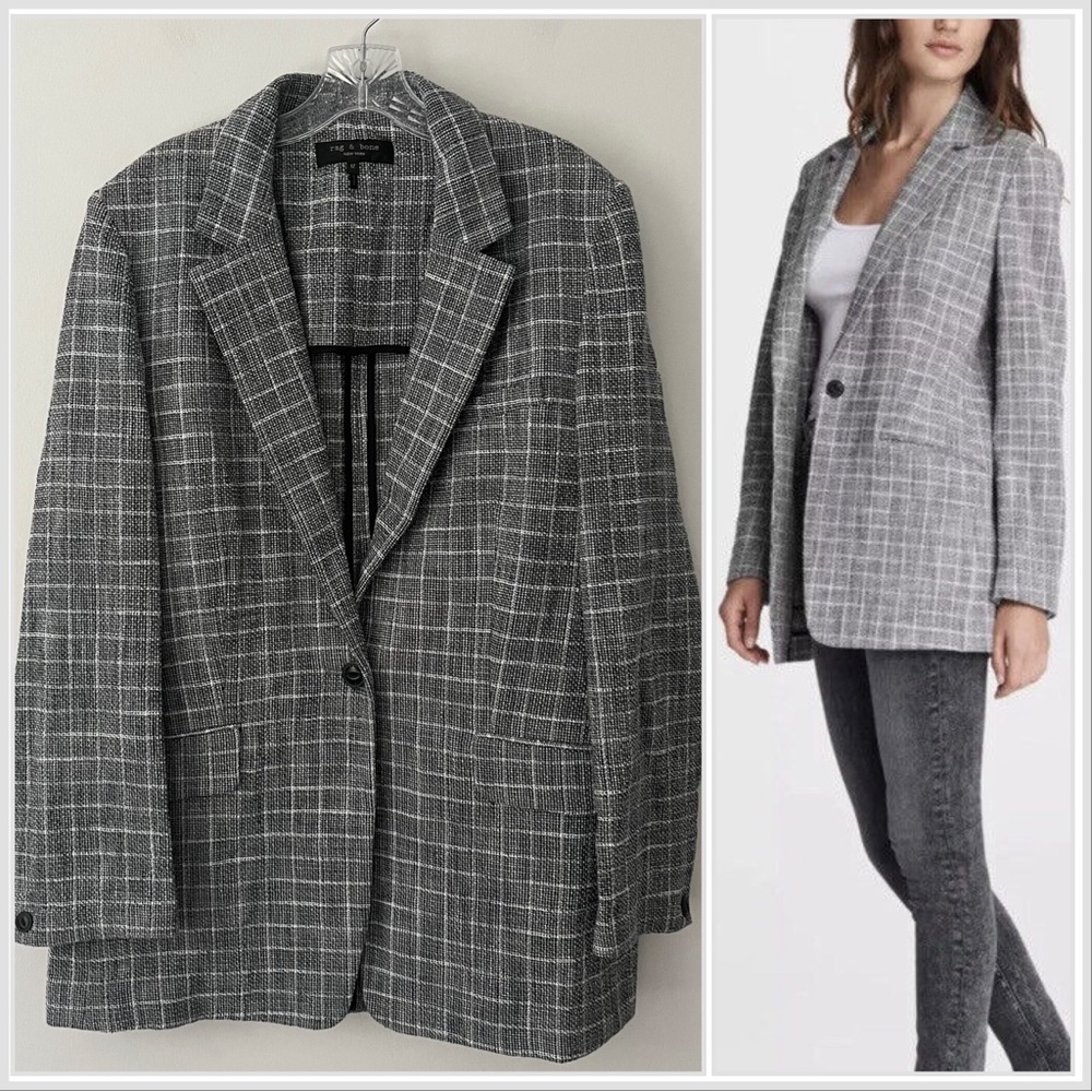 Rag And Bone Ames Deconstructed Cotton Menswear Gray Blazer Boyfriend Fit 12